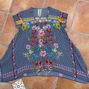 Johnny Was Handkerchief Hem Top Blouse